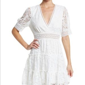 Puff Sleeve Mini Lace Dress